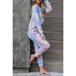 Cozy livin Blue Tie-dye Knit Lounge Set